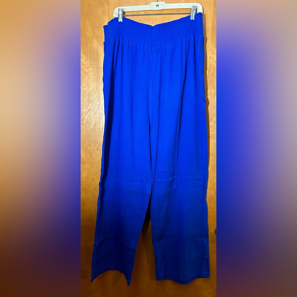 NWOT 2XL blue gauze wide leg elastic waist pull on pants.